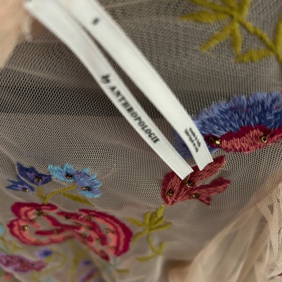 Anthropologie Layla Long Sleeve Appliqué Mesh Blouse - Picture 3 of 5